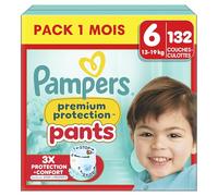 Pampers Premium Protection Pants, Taille 6, 132 Couches-Culottes, 15kg+, Notre Meilleur Confort & Protection, Maintien 360° Contre Les Fuites et Matières Ultra-Douces, Pack 1 Mois
