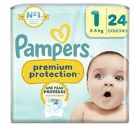 Pampers Premium Protection Taille 1, 24 Couches, 2kg-5kg,