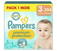 Pampers Couches Premium Protection Taille 3 (6-10 kg) 204 unités - Pack 1 Mois