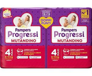 Pampers Progressi Culotte Maxi, Pack double, Taille 4 (8-15 kg), 38 couches