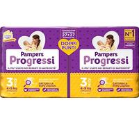 Pampers Progressi Midi, Paquet double, Taille 3 (4-9 kg), 54 Couches