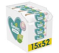 Pampers Sensitive Lot de 3 paquets de 5 x 52 = 780 lingettes humides en portions optimales pour toujours des lingettes humides et fraîches