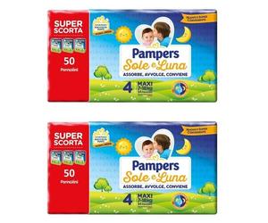 Pampers Sole e Luna Pannolini Maxi Taille 4 (7-18 kg) Lot 100 Pannolini (2x50)
