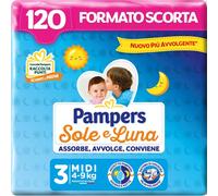 Pampers Soleil et Luna Couches Midi, Taille 3 (4-9 kg), 120 Couches