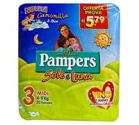 Pampers Soleil&Lune 3 4-9 Kg. 20 Pièces Couches Midi Fabriquées En Italie