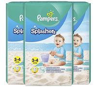 Pampers Splashers Lot de 3 culottes de bain jetables, taille 3-4, 5,9 à 10,9 kg, 12 pièces