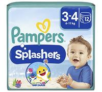 Pampers Splashers, Taille 3-4, 12 Couches-Culottes de Bain Jetables, 6-11kg, Le Confort D'un Maillot De Bain Et La Protection Pampers Optimale dans l'Eau, Edition Limitée Baby Shark