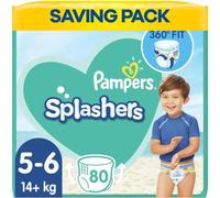 Pampers Couches-Culottes de Bain Jetables Splashers Taille 5-6 (14kg+) pour une Protection Optimale dans l'Eau, 80 Couches (8 x 10)