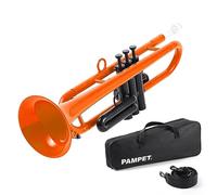 PAMPET Trompette en si bémol professionnelle en plastique pour étudiant débutant avec embouchure 7C et embouchure 3C Orange