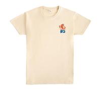 Pampling T-shirt à manches courtes imprimé, 100 % coton, double impression, vêtements unisexes pour homme et femme, sérigraphié avec col rond et coupe droite, couleur beige (The Drunken Octopus), The