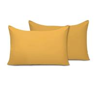 Pamposh Lot de 2 taies d'oreiller en Microfibre brossée Super Douce hypoallergénique, Respirante, sans Repassage, Fermeture d'enveloppe, (Doré, 50 x 75 cm)