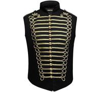 Pamposh Steampunk Hussar Napoleon Military Drummer Parade Veste sans manches, noir/doré, M