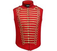 Pamposh Steampunk Hussar Napoleon Military Drummer Parade Veste sans manches, Rouge et Or, M