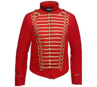 Pamposh Veste de Parade Militaire Steampunk Hussar Napoléon de Tambour, Rouge/doré, XXL