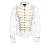 Pamposh Veste militaire Steampunk Hussar Napoléon pour batteur, Blanc et doré, L