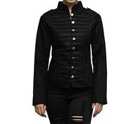 Pamposh Vestes de Parade Hussard Militaire Steampunk pour Femmes - Vêtements Gothiques Napoléon - Vestes de Bande de Marche pour Dames - Vestes Emo Punk pour Femmes, Noir et noir., S