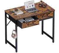 PAMRAY Petit Bureau d'ordinateur de 80 cm avec 2 tiroirs pour Chambre, étude, écriture, Bureau à Domicile pour Petits espaces, Vintage