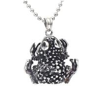 PAMTER Homme Pendentif Crapaud Collier Acier Inoxydable Grenouille Personnalité Animale Vintage Hip Hop Bijou Noir