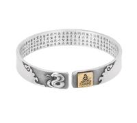 PAMTIER 12 Signe Zodiaque Chinois Bracelets pour Hommes Femmes Réglable Ouvert Acier Inoxydable Argent Vintage Personnalisé Punk Bouddha Cheval Tigre Rat Dragon Bijoux Serpent