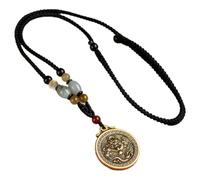 PAMTIER 12 Zodiaque Chinois Collier pour Hommes Femmes Porte-Bonheur Signe Cercle Acier Inoxydable Boho Pendentif Réglable Long Corde Chaîne Personnalisé Horoscope Vintage Bijoux Dragon