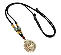 PAMTIER 12 Zodiaque Chinois Collier pour Hommes Femmes Porte-Bonheur Signe Cercle Acier Inoxydable Boho Pendentif Réglable Long Corde Chaîne Personnalisé Horoscope Vintage Bijoux Tigre