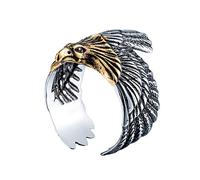 PAMTIER Acier Inoxydable Hommes Cru Volant Aigle Bague Band Faucon Animal Désign Argent Or Taille 68