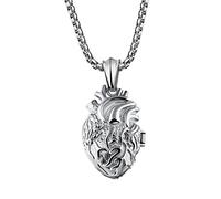 PAMTIER Acier Inoxydable pour Hommes Collier Anatomique Coeur Urne Pendante Orgue Ouverte Couples Argent Grand Style