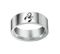PAMTIER Bague 12 Constellations en Acier Inoxydable 8mm pour Homme Signes du Zodiaque Astrologie Bracelet de Déclaration Bijoux Simple Argent Scorpion Taille 65