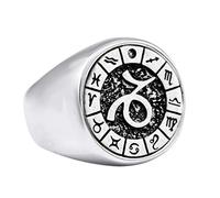 PAMTIER Bague 12 Constellations pour Homme en Acier Inoxydable Signe Zodiaque Astrologie Bijoux Argent Capricorne Taille 62