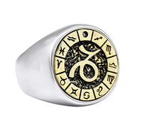 PAMTIER Bague 12 Constellations pour Homme en Acier Inoxydable Signe Zodiaque Astrologie Bijoux Or Argent Capricorne Taille 65
