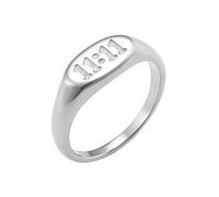PAMTIER Bague Chevalière Ovale Chevalière Ovale en Acier Inoxydable Gravé avec 11:11 Numéro de l'Ange