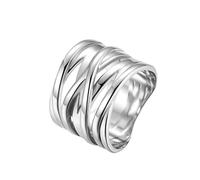 PAMTIER Bague de Déclaration Tressée Croisée pour Femme en Acier Inoxydable Large Alliance Cocktail Bijoux