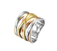 PAMTIER Bague de Déclaration Tressée Croisée pour Femme en Acier Inoxydable Large Alliance Cocktail Bijoux Mélange Taille 60