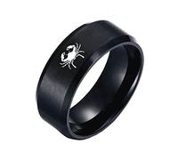 PAMTIER Bague de Signe du Zodiaque Noir pour Homme en Acier Inoxydable 8mm Alliance Horoscope Cancer Taille 52