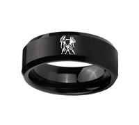 PAMTIER Bague de Signe du Zodiaque Noir pour Homme en Acier Inoxydable 8mm Alliance Horoscope Gémeaux Taille 60
