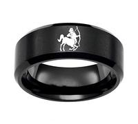 PAMTIER Bague de Signe du Zodiaque Noir pour Homme en Acier Inoxydable 8mm Alliance Horoscope Sagittaire Taille 57