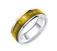 PAMTIER Bague Homme 8mm en Acier Inoxydable Bible Croix Rotative | Bague de Promesse Nuptiale Tournante du Notre Père de Jésus-Christ Chrétien, Ajustement Confort