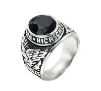 PAMTIER Bague Homme en Acier Inoxydable avec Animaux Bague de Classe de L'armée Américaine Plaqué Argent Noir Taille 57