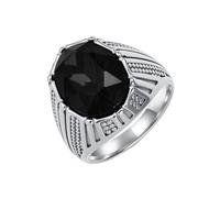 PAMTIER Bague Homme en Acier Inoxydable Classique à Pierre Fine Vintage Unique Multicolore en Zirconium Cubique Bijoux Argent Noir Taille 60