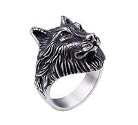 PAMTIER Bague pour Homme Antique avec Tête de Loup