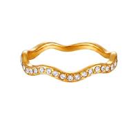 PAMTIER Bague Vague Empilable pour Femme CZ Acier Inoxydable Or Taille 52