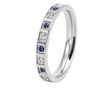 PAMTIER Bagues en Zircone Cubique pour Femmes Hommes Couples 3mm Pierre Précieuse Bande Assortie Argent Rose Or Plaqué Acier Inoxydable Délicats Cadeaux Promesse Bijoux de Mariage Argent Taille 54