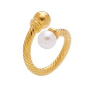 PAMTIER Bagues Pour Femmes Perle Imitation Empilables Ouvertes Multi Couches Placé Or Acier Inoxydable Personnalisé Délicat Vintage Bague Enroulée Doigt Bijoux Or Taille 57