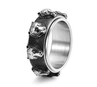 PAMTIER Bagues Tigre pour Hommes Tournantes Vintage Statement Acier Inoxydable Rock Punk Gothic Bijoux Argentée Taille 54