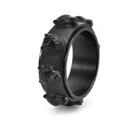 PAMTIER Bagues Tigre pour Hommes Tournantes Vintage Statement Acier Inoxydable Rock Punk Gothic Bijoux Noir Taille 57