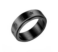 PAMTIER Bouddhiste Mantra Anneau Rotatif pour Hommes Lucky Amulet Band Noir Taille 65