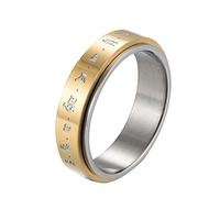 PAMTIER Bouddhiste Mantra Anneau Rotatif pour Hommes Lucky Amulet Band Or Taille 60