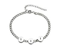 PAMTIER Bracelets Nombre Angélique pour Hommes Maille Cubaine Réglable Disque Mobile Acier Inoxydable Simple Argent Chanceux 111 222 333 444 555 666 777 888 999 Esprit Bijouterie Noir 111