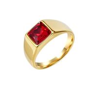 PAMTIER Carré Pierre Fine Bagues pour Hommes Acier Inoxydable Or/Argent Plaqué Coloré Déclaration Personnalisé Délicat Vintage Simple Bijoux Or Rouge Taille 57