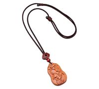 PAMTIER Collier 12 Zodiaque Chinois Pour Hommes Femmes Breloques Signe Pendentif Bois Chaîne Corde Simple Chanceux Déclaration Horoscope Cheval Cochon Animal Bijoux Rat